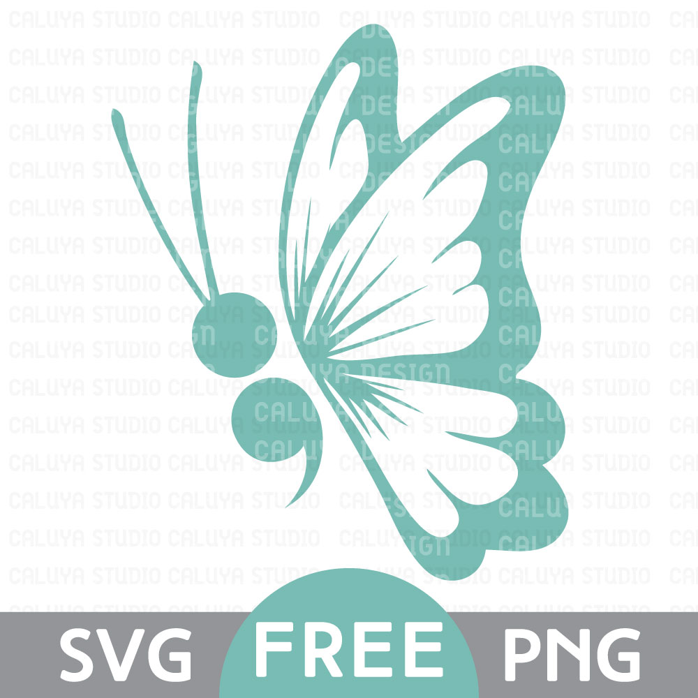 Semicolon Butterfly Free SVG & PNG Download