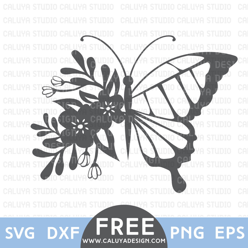 Flower Butterfly Free Svg Png Eps Dxf Download By Caluya Design