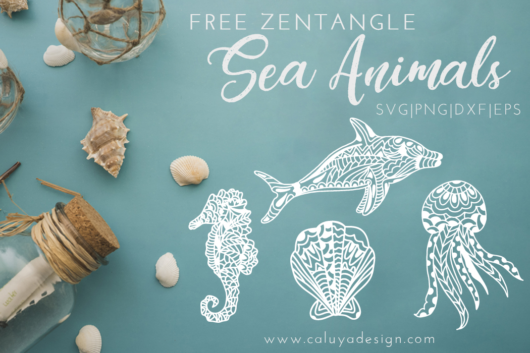 Zentangle Sea Animals Free SVG, PNG, EPS & DXF Download