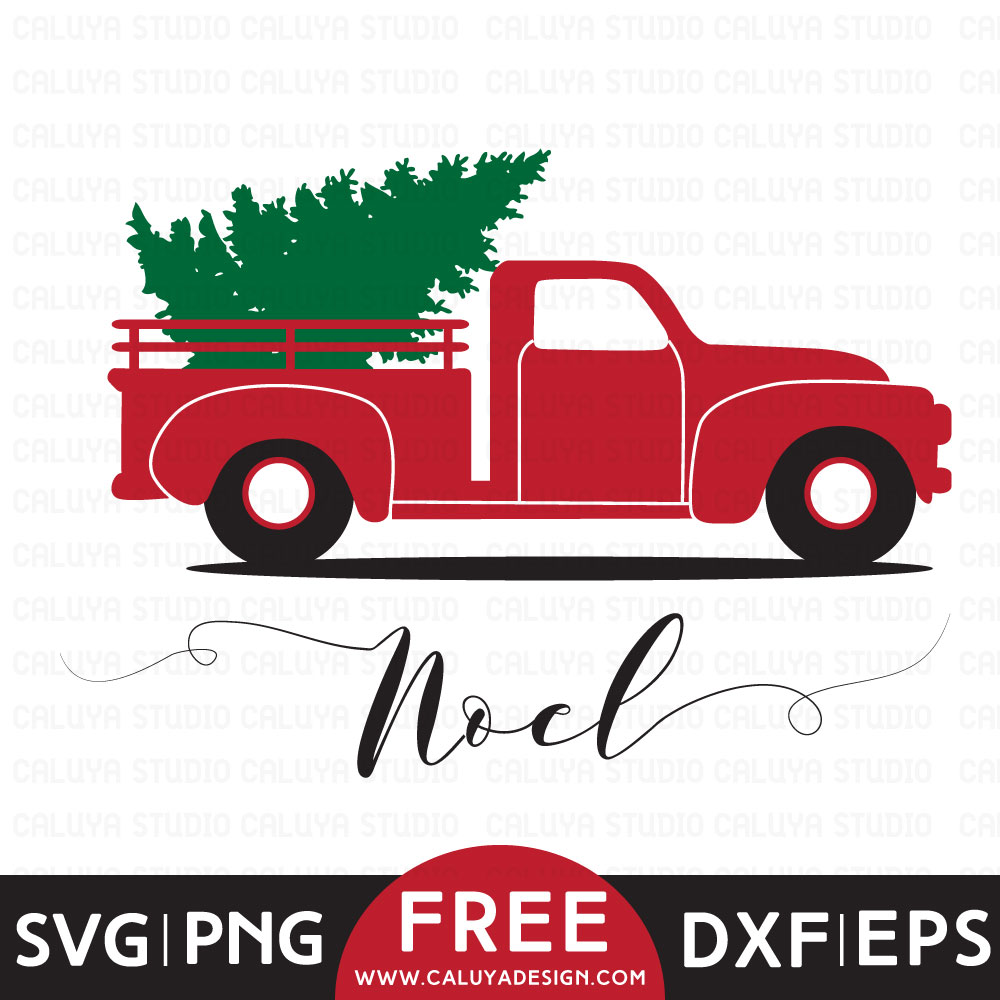 Old Truck Christmas Tree Free SVG