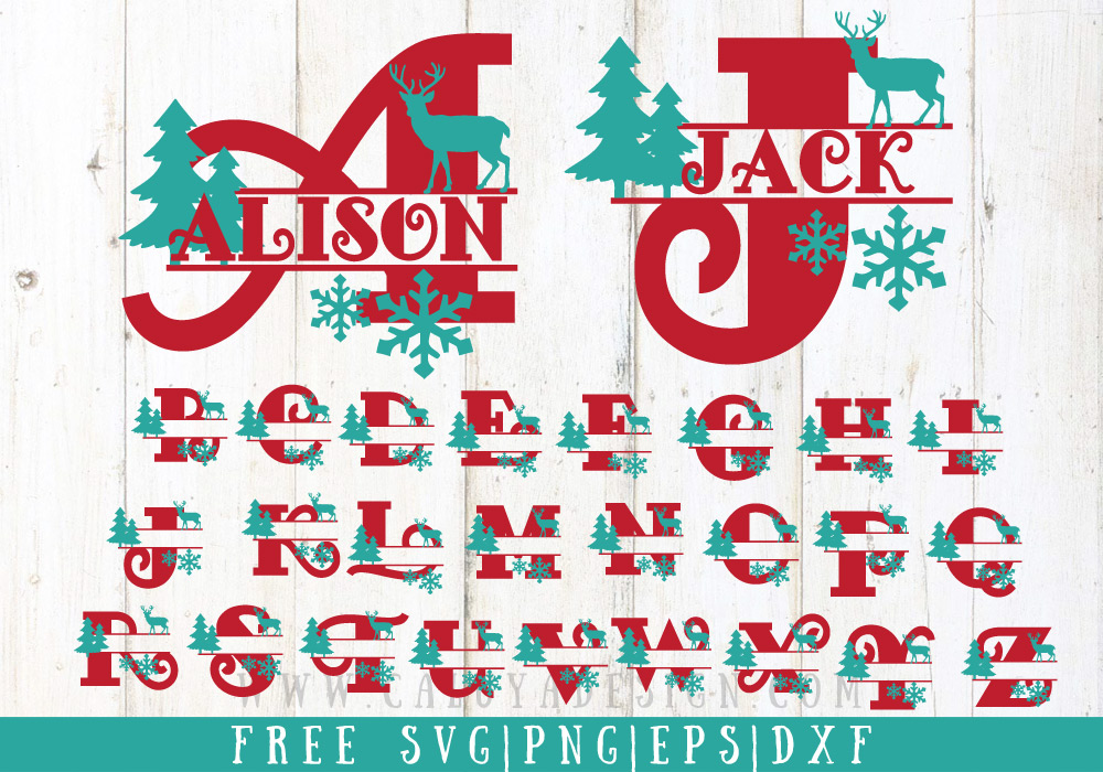 Christmas Split Monogram Free SVG