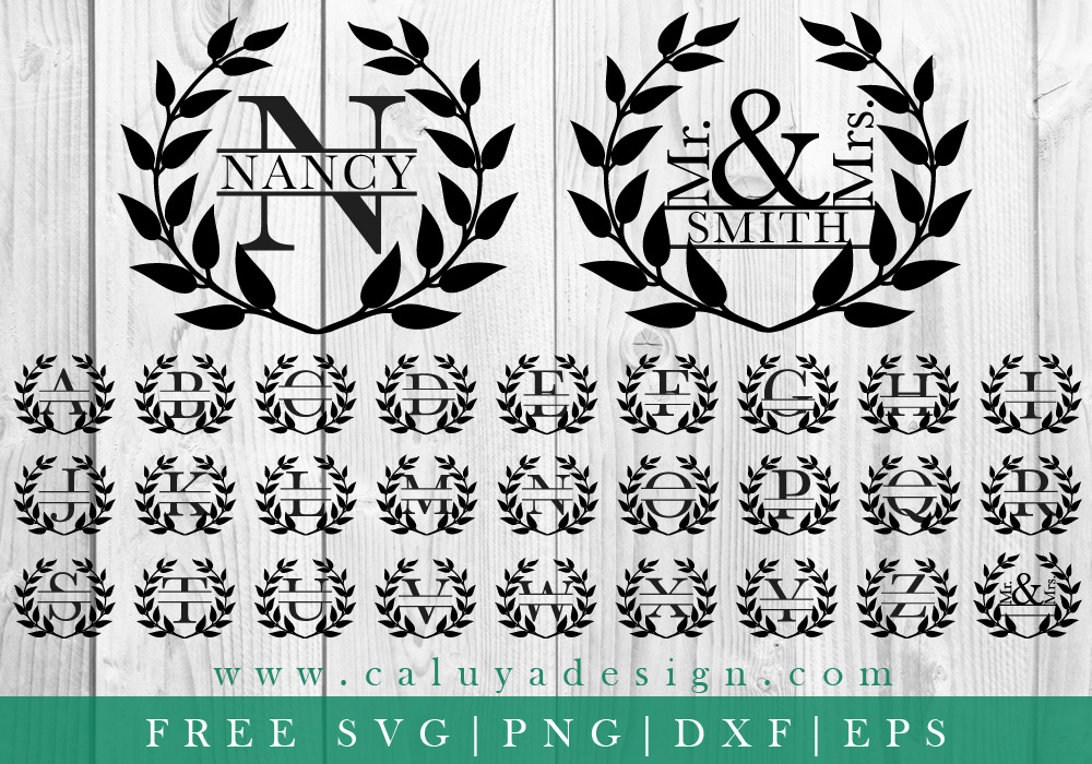 Download Wreath Monogram FREE SVG, PNG, EPS & DXF By Caluya Design