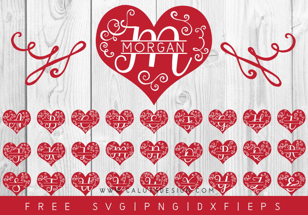 Heart Monogram FREE SVG, PNG, DXF & EPS