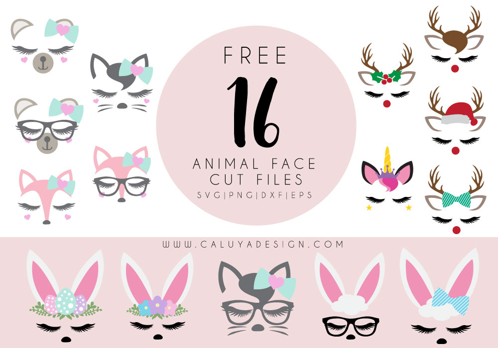 free 16 animal faces SVG