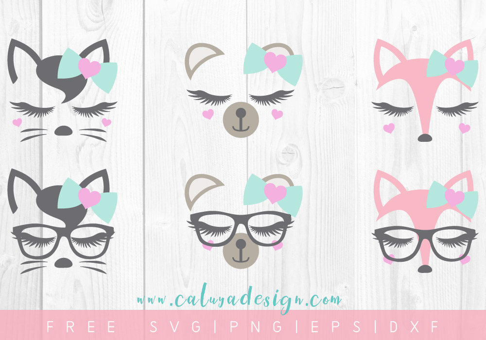 FREE Lovely Animal Faces SVG, PNG, DXF & EPS
