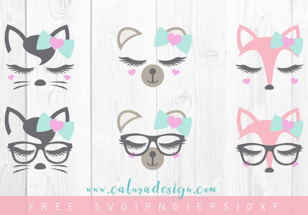 Download Free Lovely Animal Faces Svg Png Dxf Eps By Caluya Design