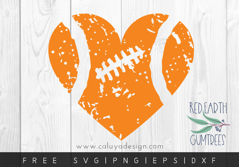 Free Distressed Football Heart SVG, PNG, EPS & DXF by Red Earth Gumtree