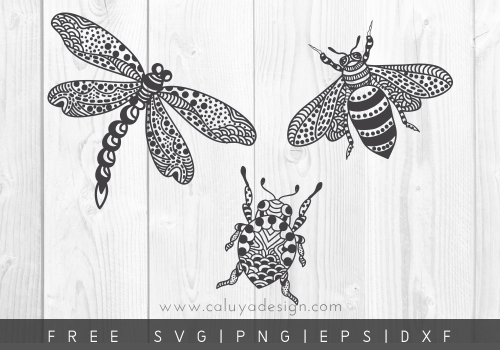 Free Zentangle Insects Svg Png Eps Dxf By Caluya Design