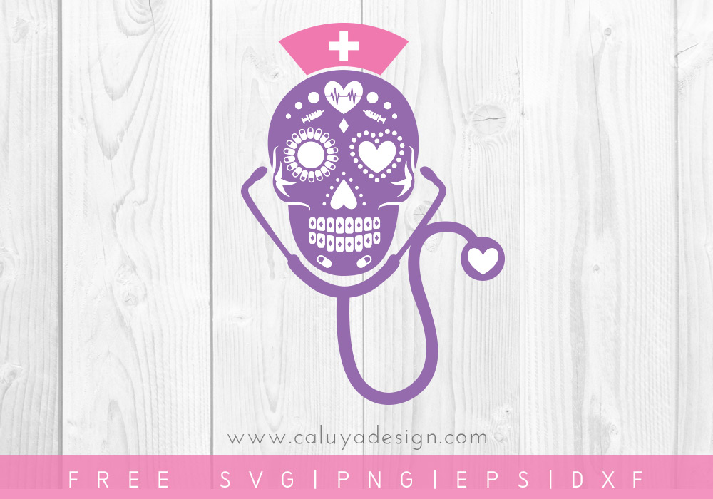 Free Nurse Sugar Skull SVG, PNG, EPS & DXF
