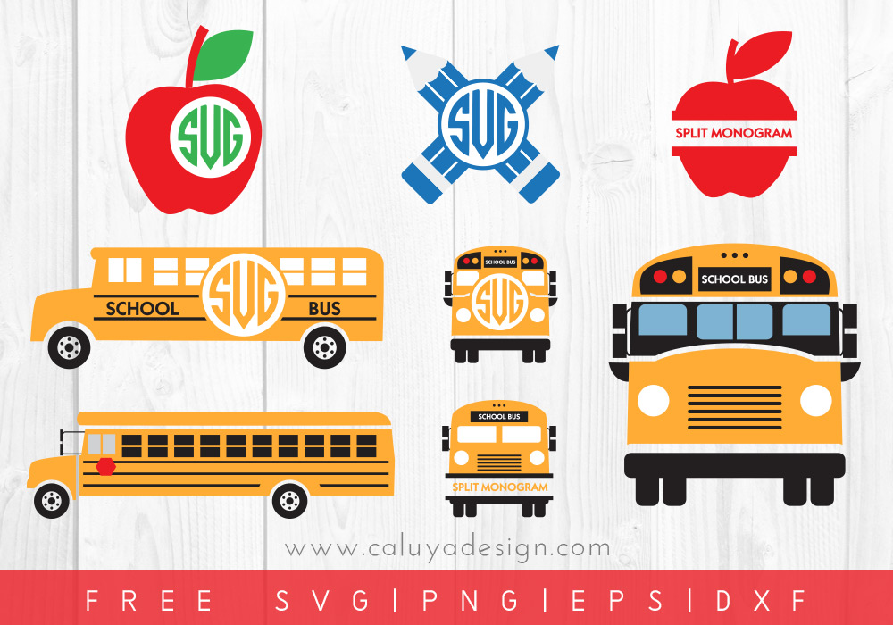 Free School Bus Monogram SVG, PNG, EPS & DXF