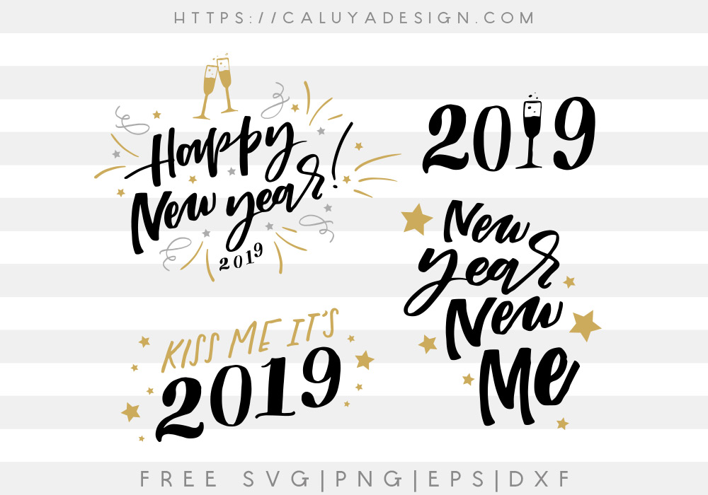 Free 2019 New Year SVG, PNG, EPS & DXF