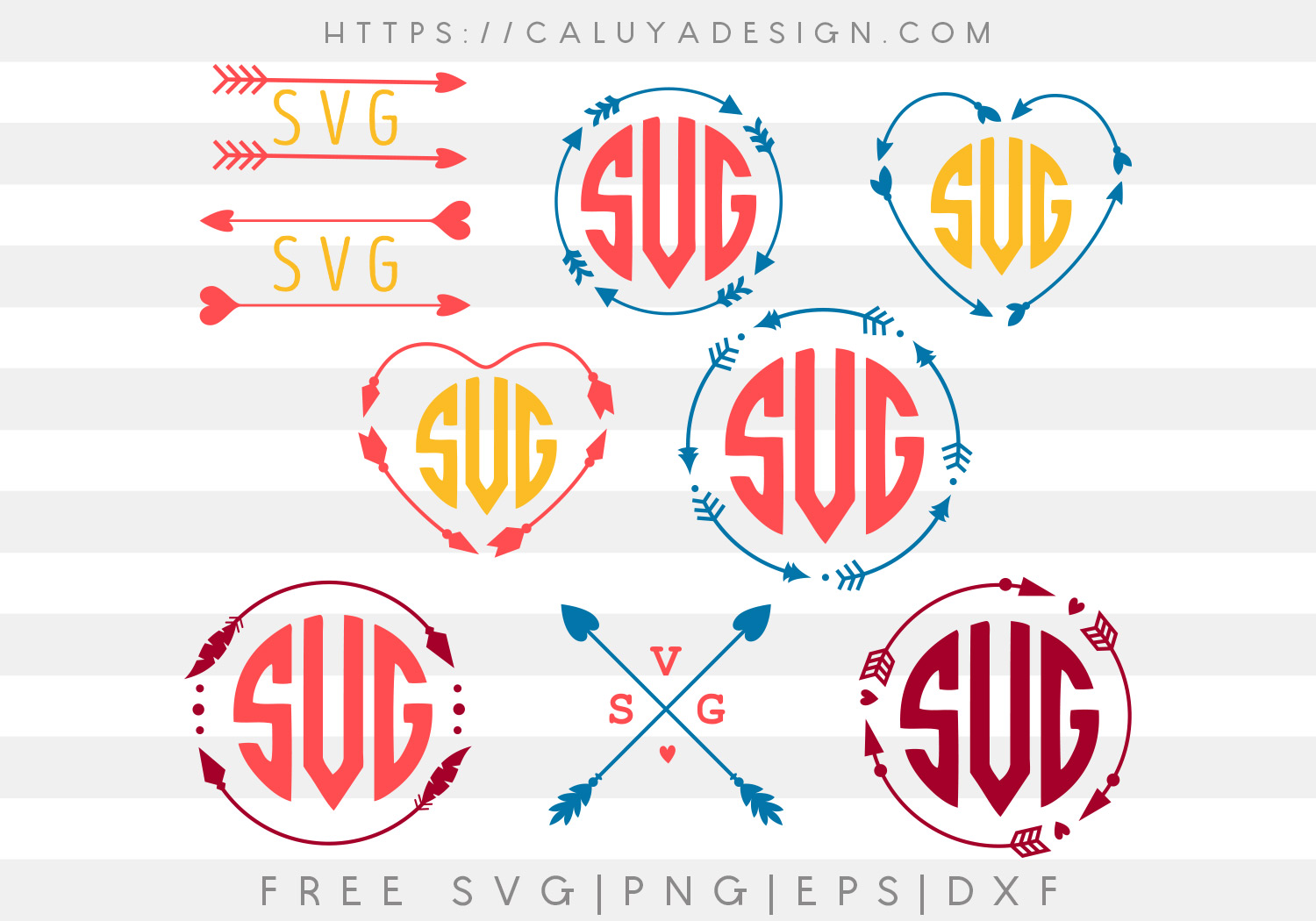 Free Arrow Monogram Bundle SVG, PNG, EPS & DXF