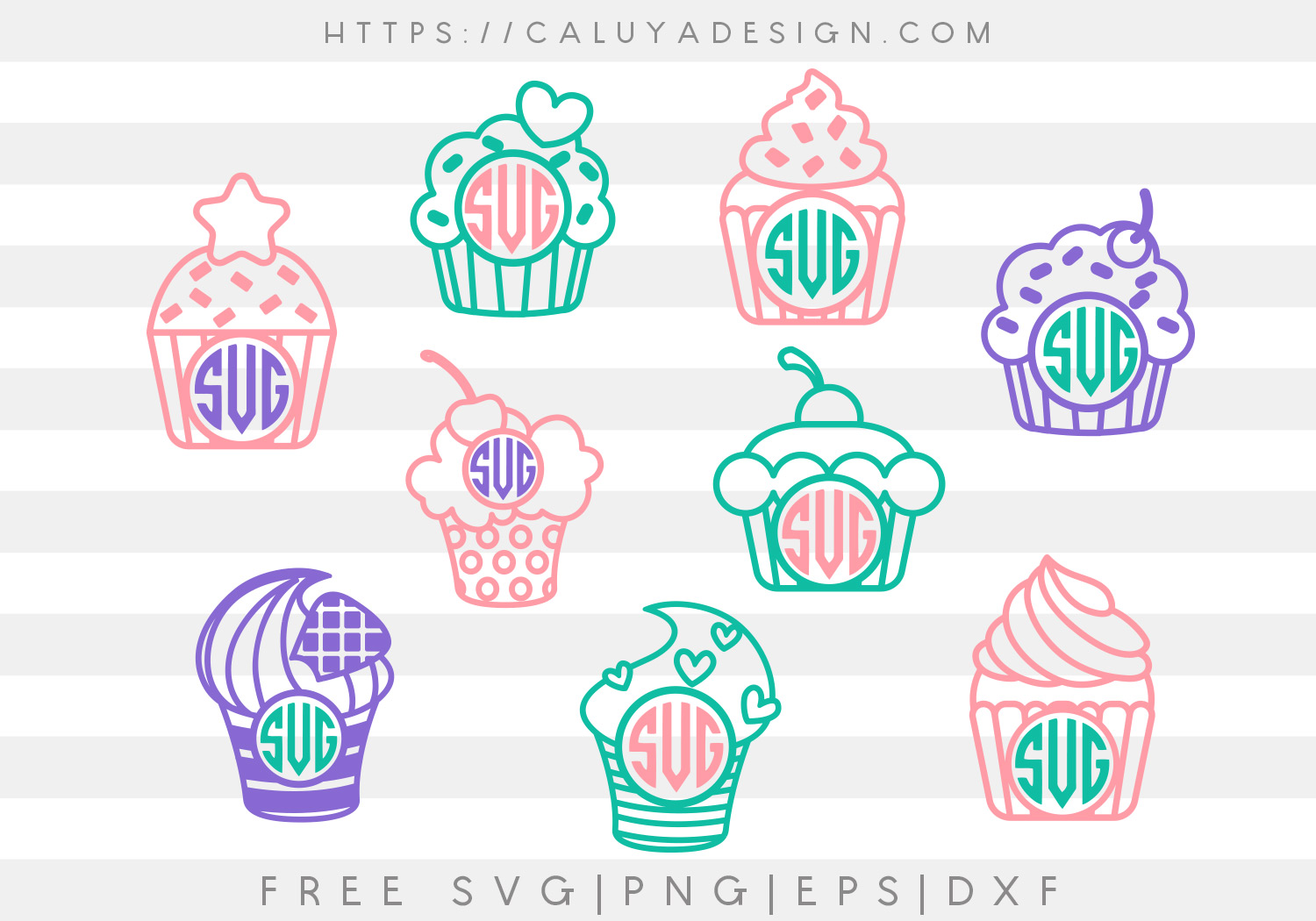 Free Cupcake Monogram SVG, PNG, EPS & DXF