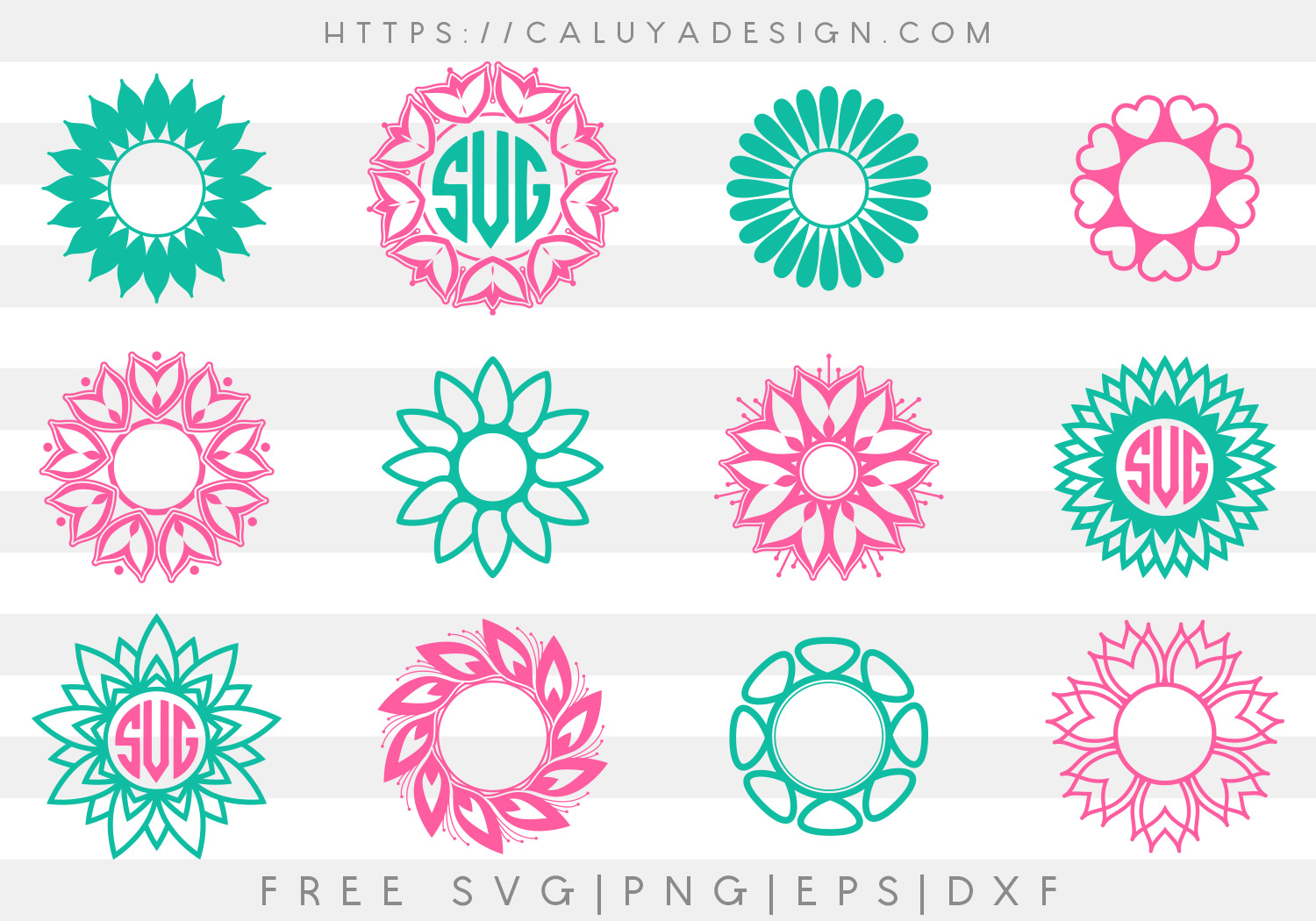 Free Flower Monogram SVG, PNG, EPS & DXF