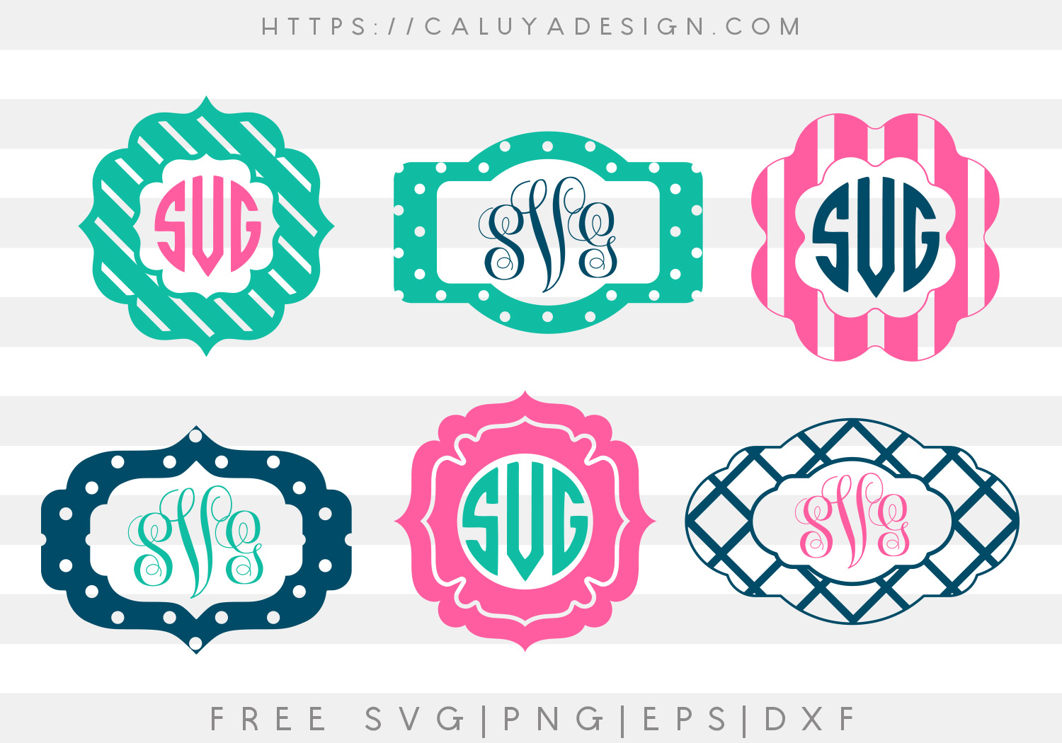 Free Patterned Frame Monogram SVG, PNG, EPS & DXF