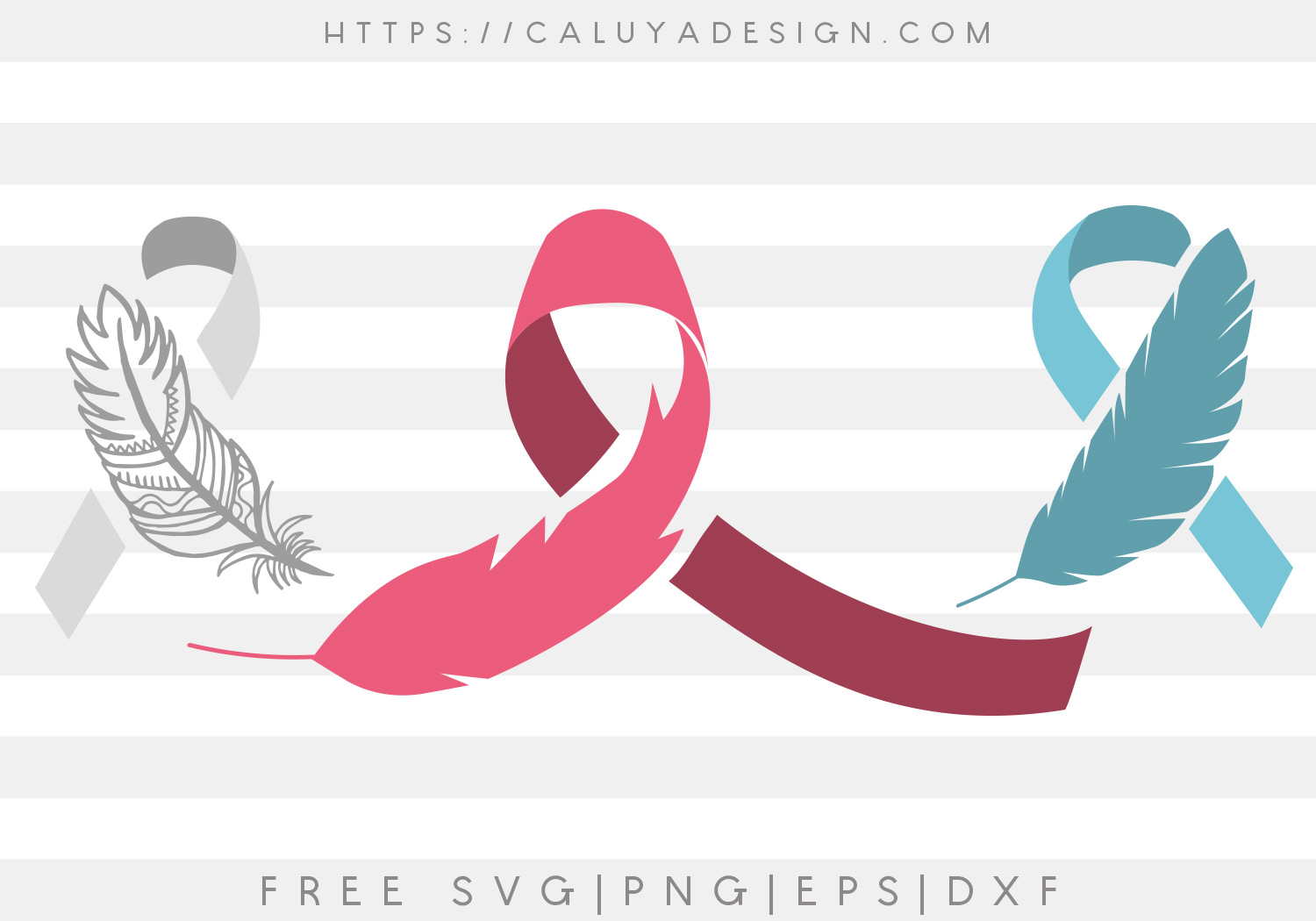 Free Feather Awareness Ribbons SVG