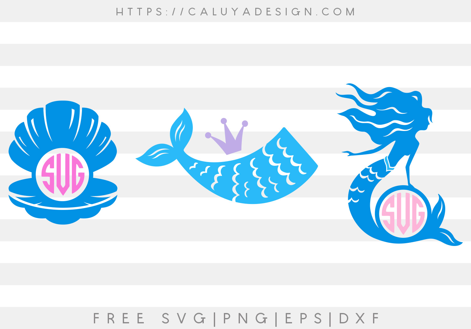 Free Mermaid Monogram Bundle SVG, PNG, EPS & DXF