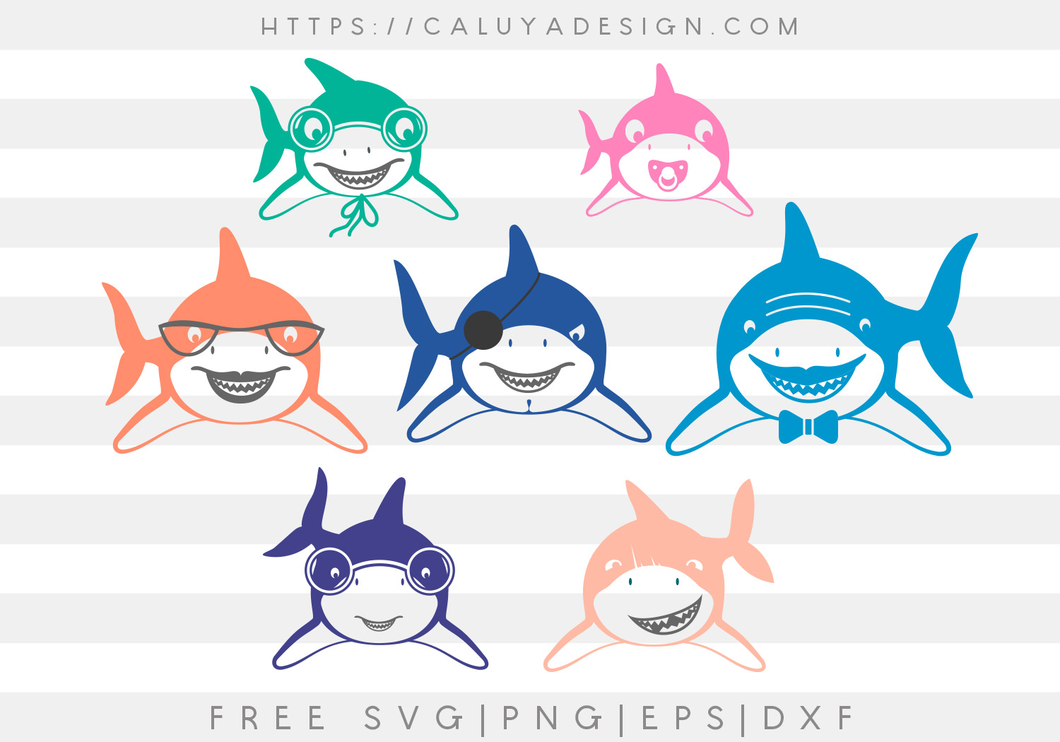 Free Shark Family SVG, PNG, EPS & DXF