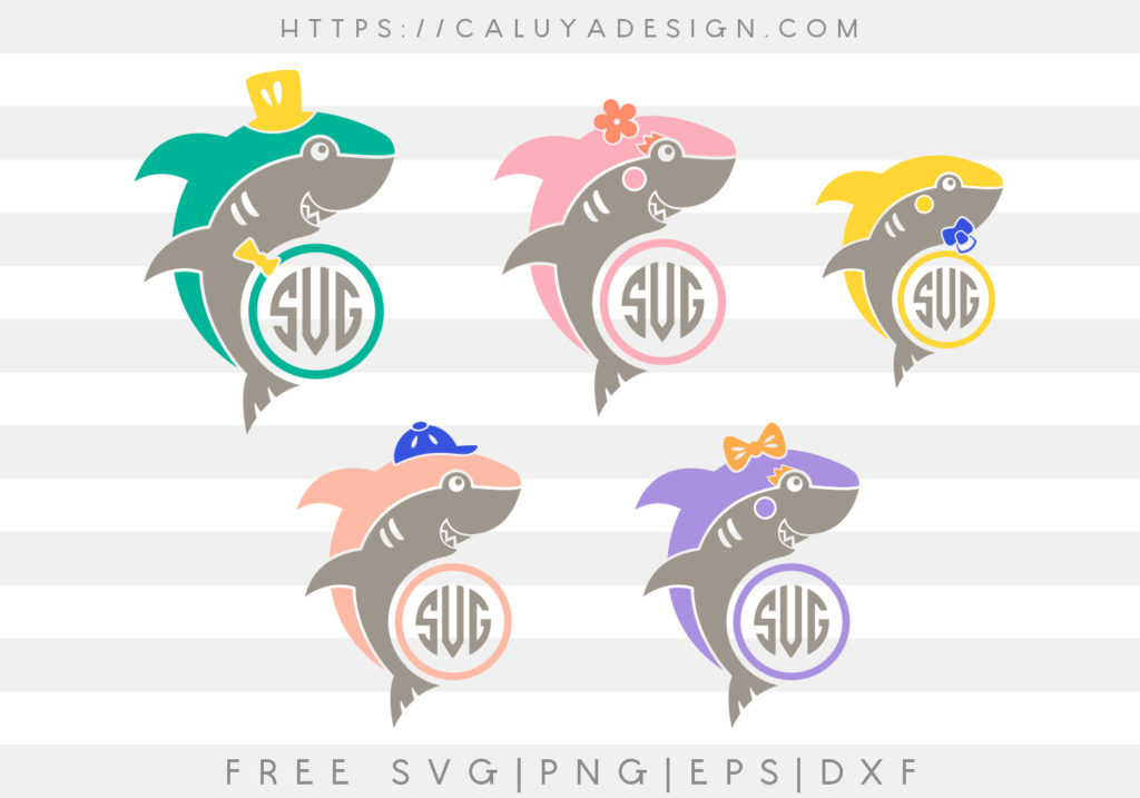 Download Free Shark Family Monogram SVG, PNG, EPS & DXF by Caluya ...