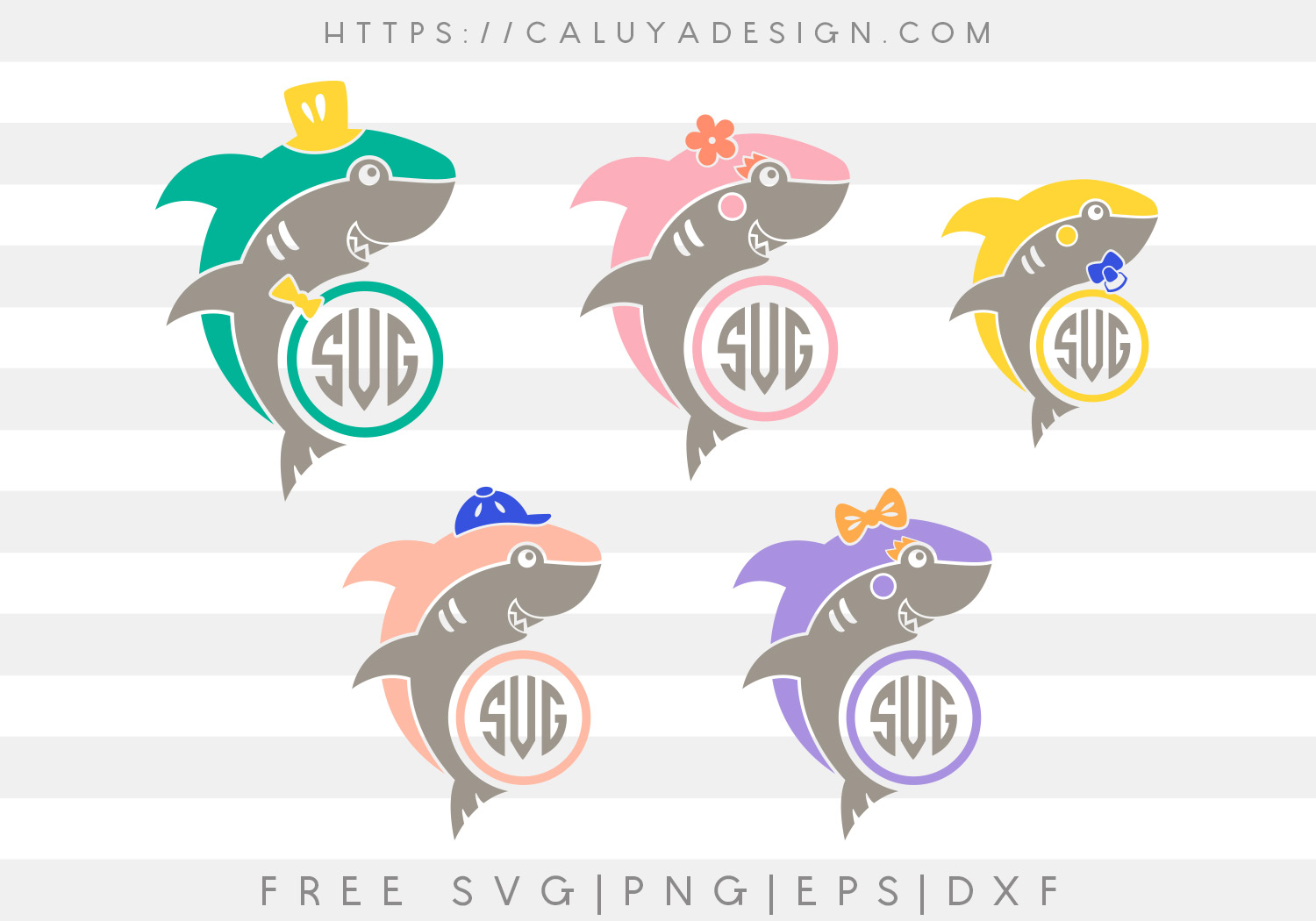 Free Shark Family Monogram SVG, PNG, EPS & DXF