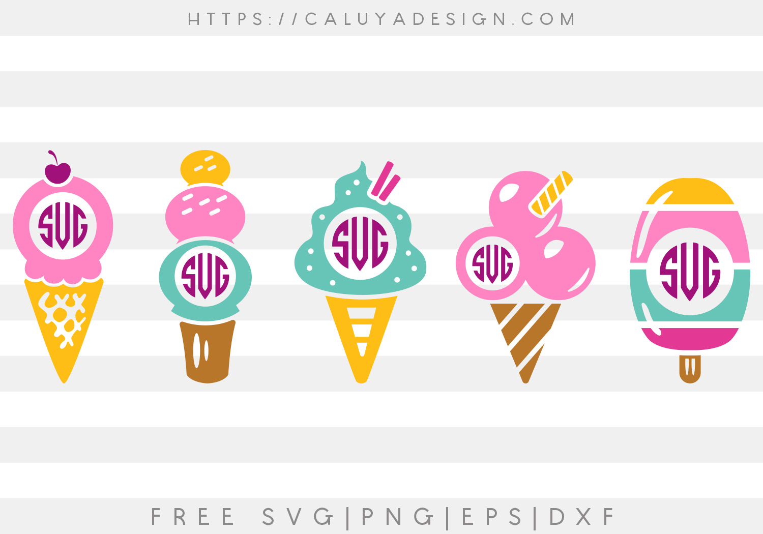 Free Ice Cream Monogram SVG, PNG, EPS & DXF