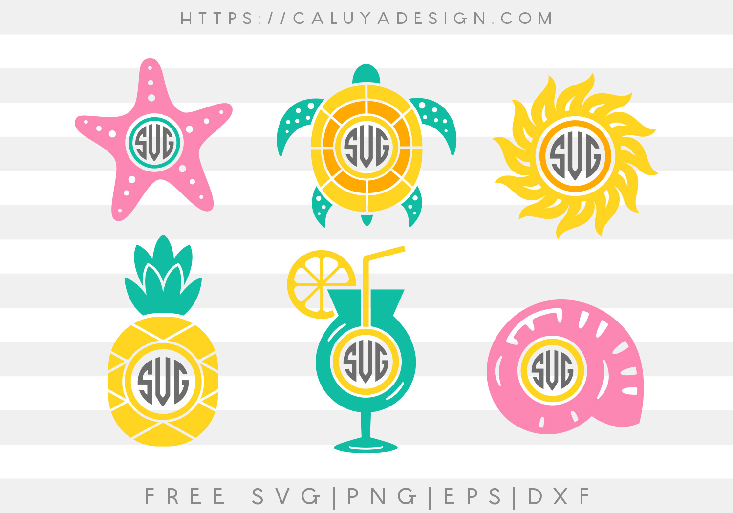 Free Summer Monogram Set SVG, PNG, EPS & DXF