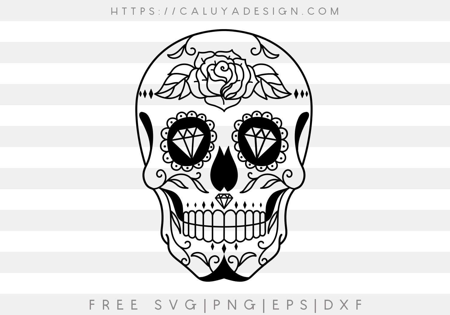 Free Rose Sugar Skull SVG, PNG, EPS & DXF