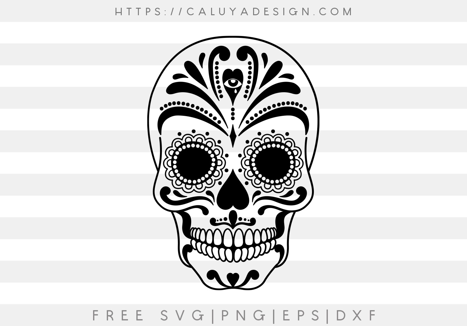Free Vintage Sugar Skull SVG, PNG, EPS & DXF