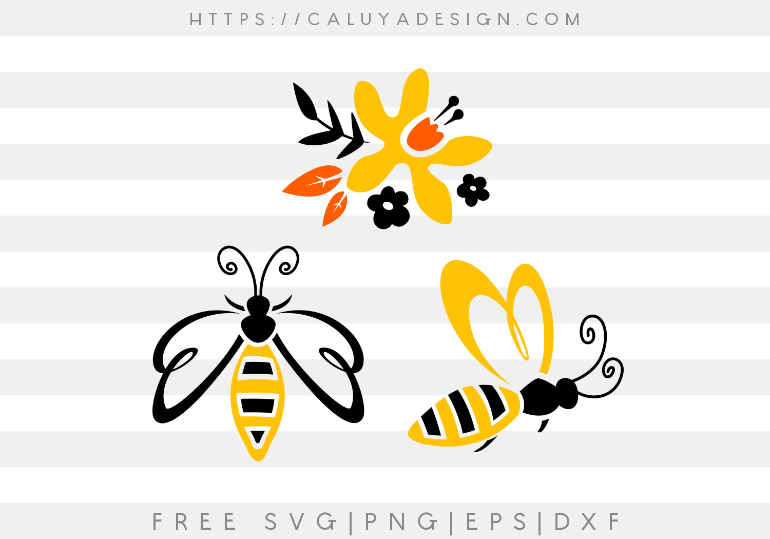 Free Floral Bee SVG, PNG, EPS & DXF