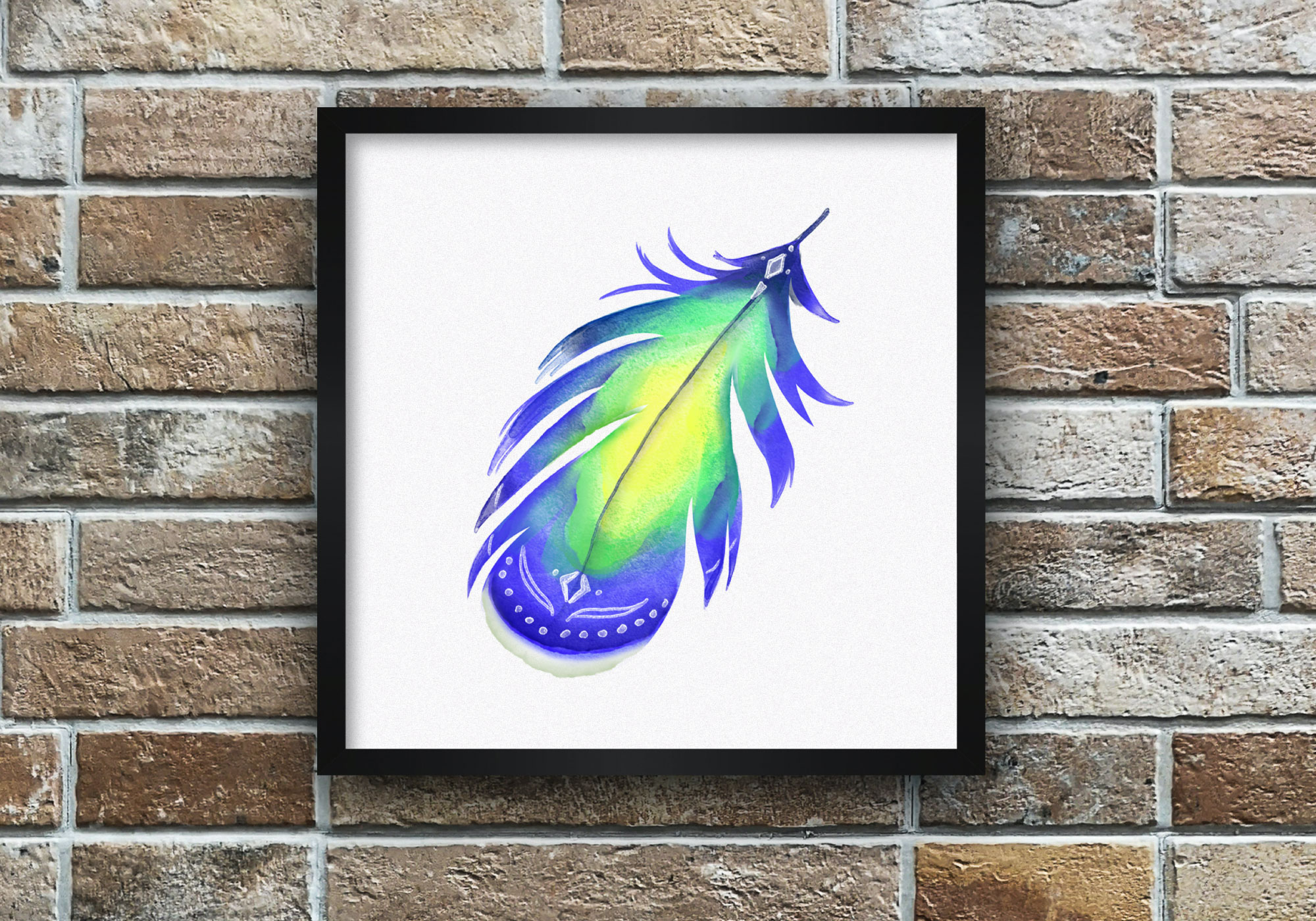 Free Watercolor Boho Feather Graphic