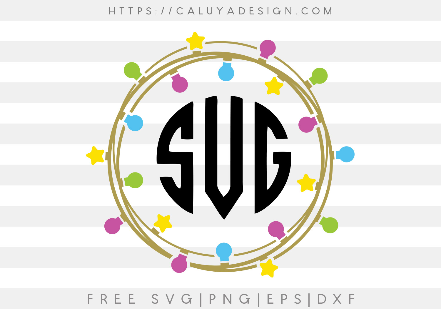 Free Christmas Light Monogram SVG Cut File