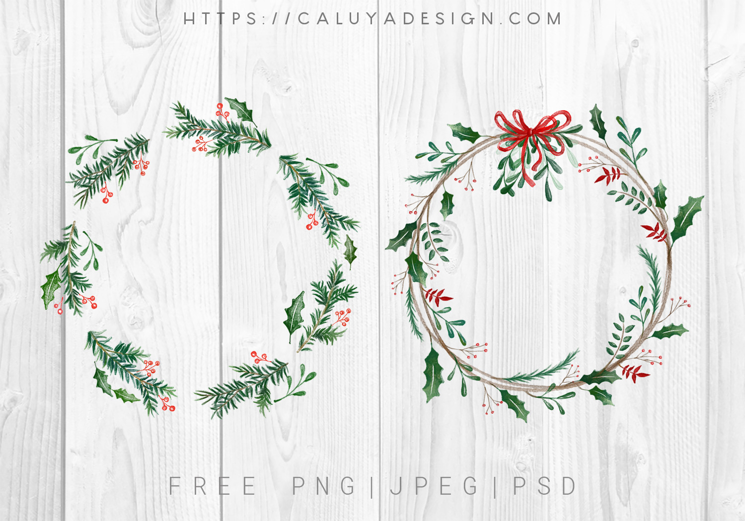 Free Christmas Wreath Watercolor Clipart