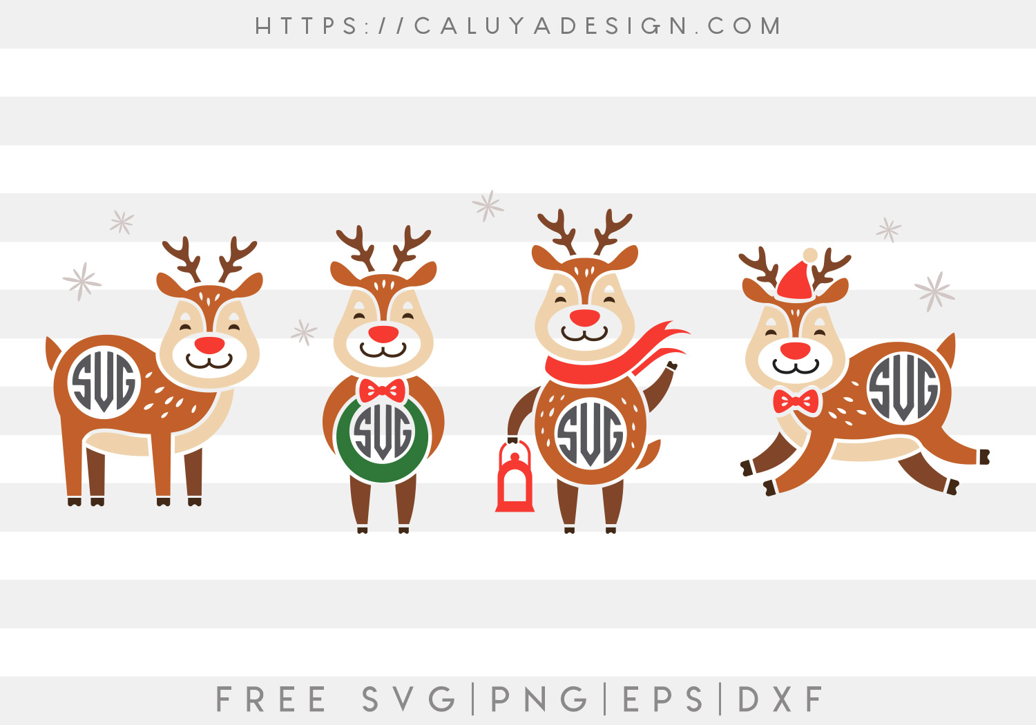 Free Christmas Reindeer Monogram SVG