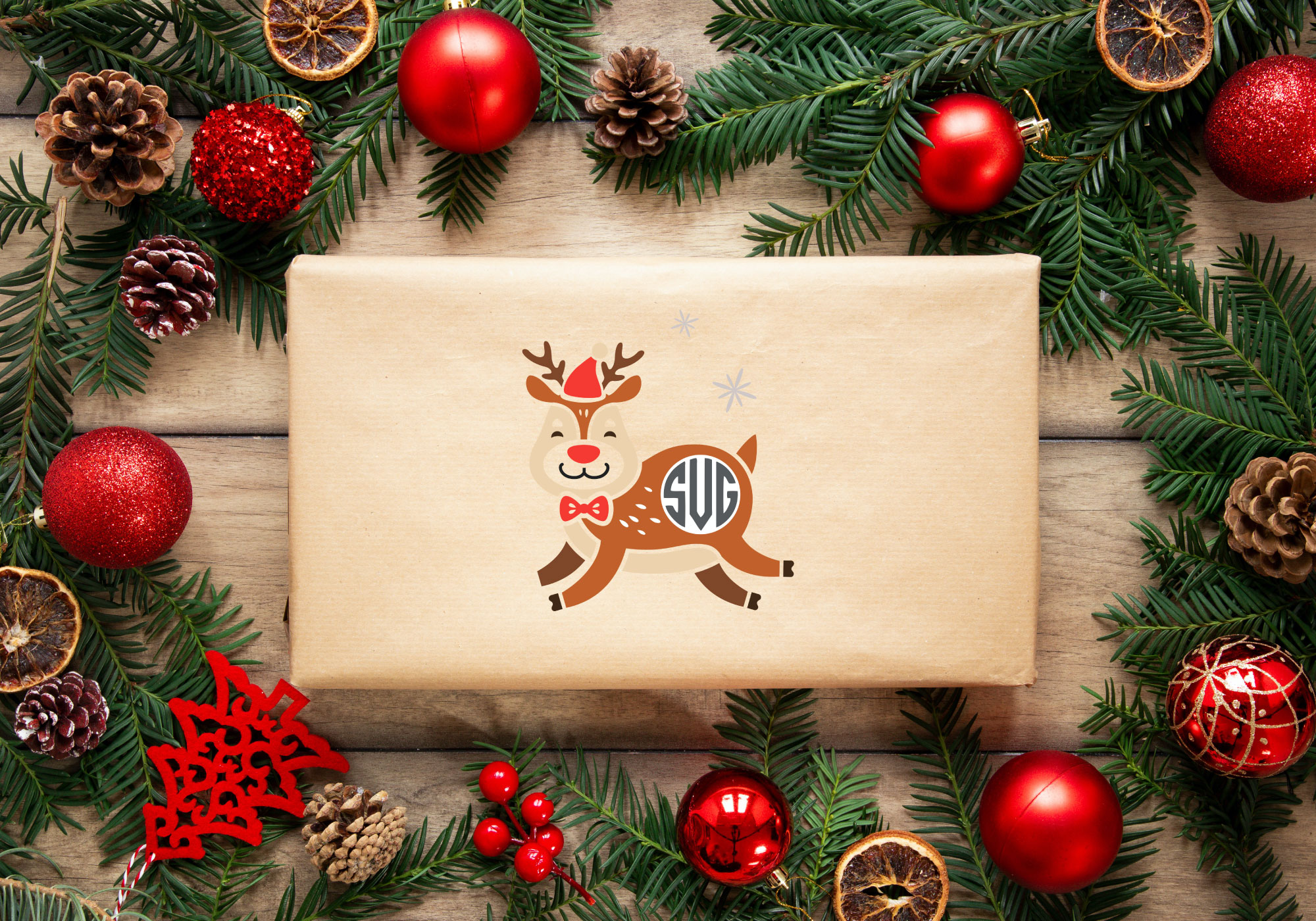 Free Christmas Reindeer Monogram SVG