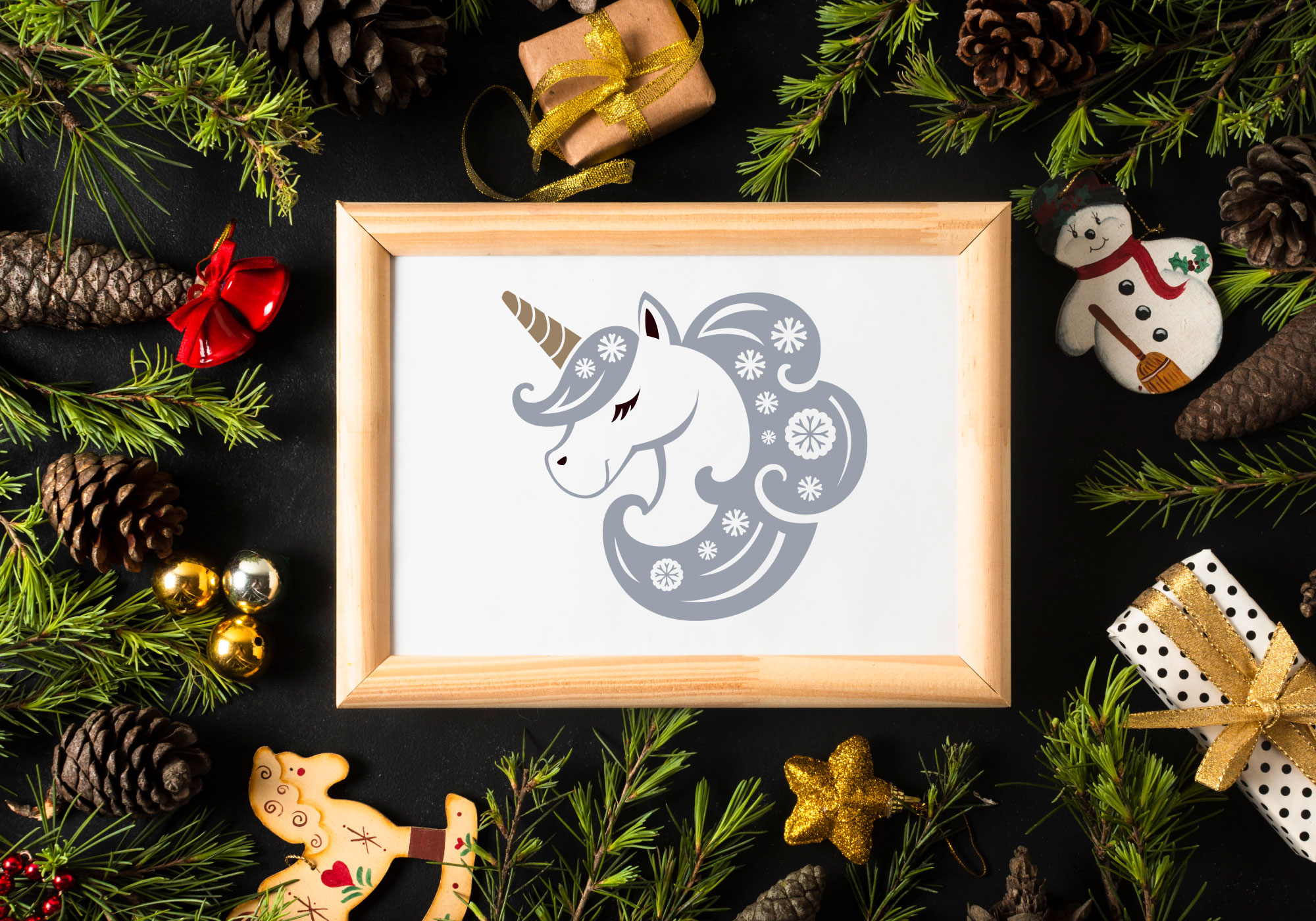 Free Christmas Shimmering Unicorn SVG