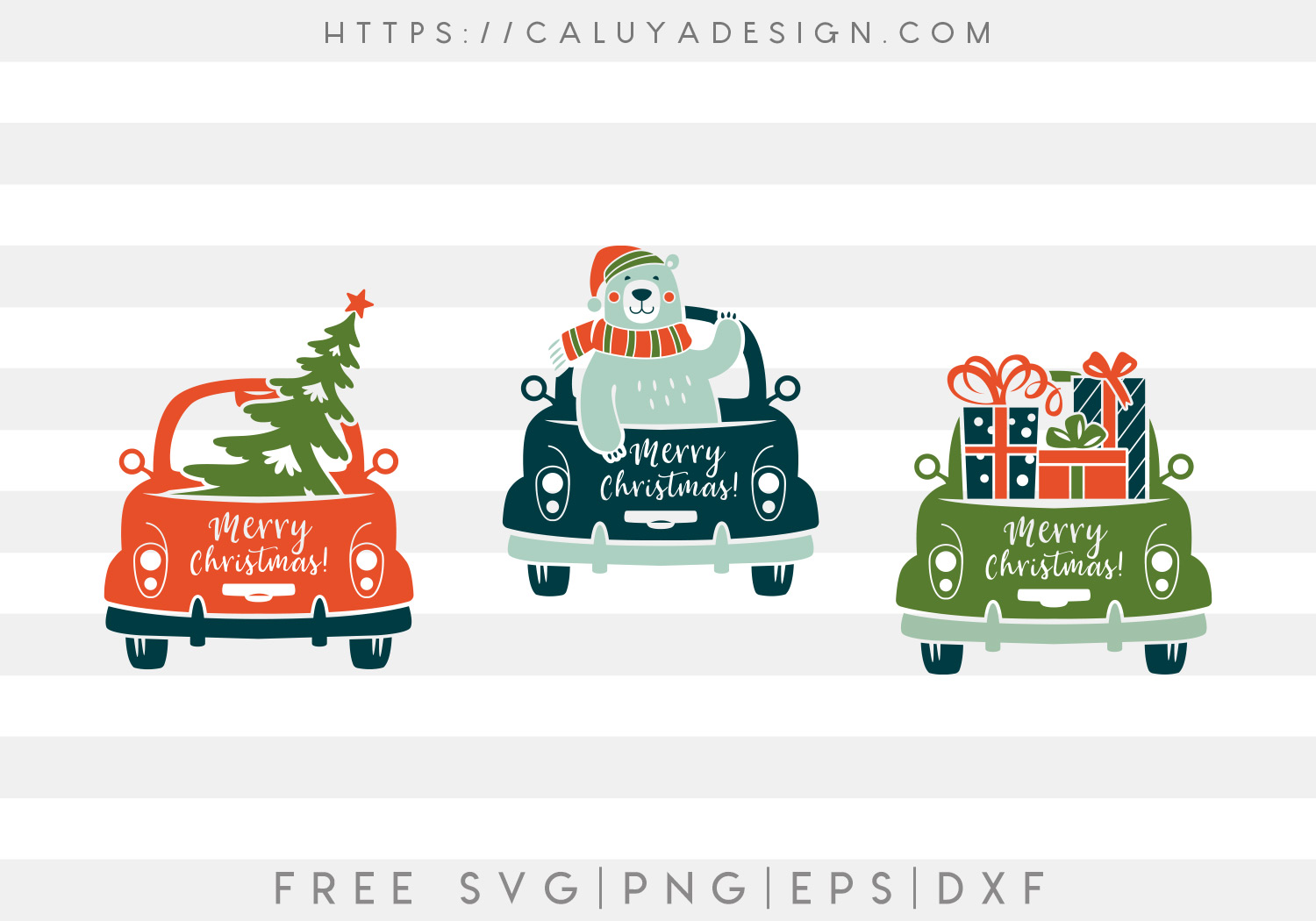 Christmas Truck Back View SVG, PNG, EPS & DXF