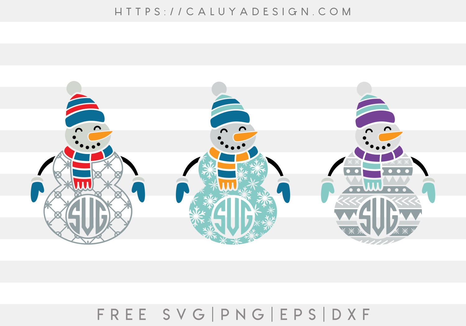 Patterned Snowman SVG, PNG, EPS & DXF