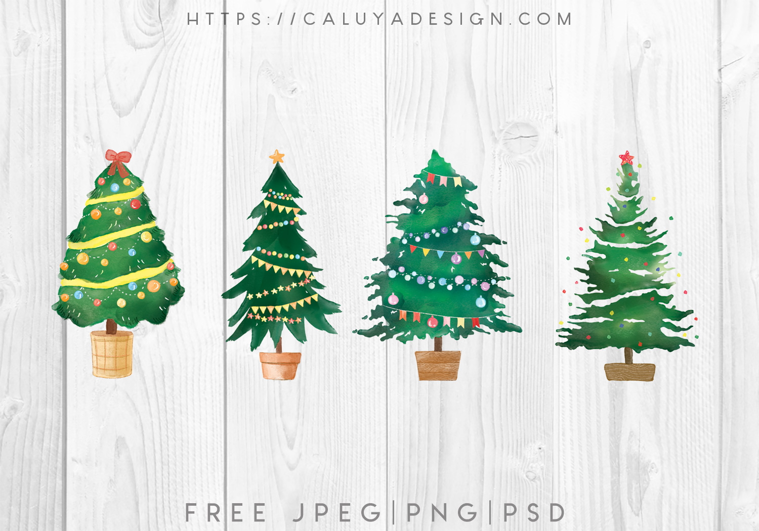 Free Watercolor Christmas Tree Graphic With PNG JPEG PSD