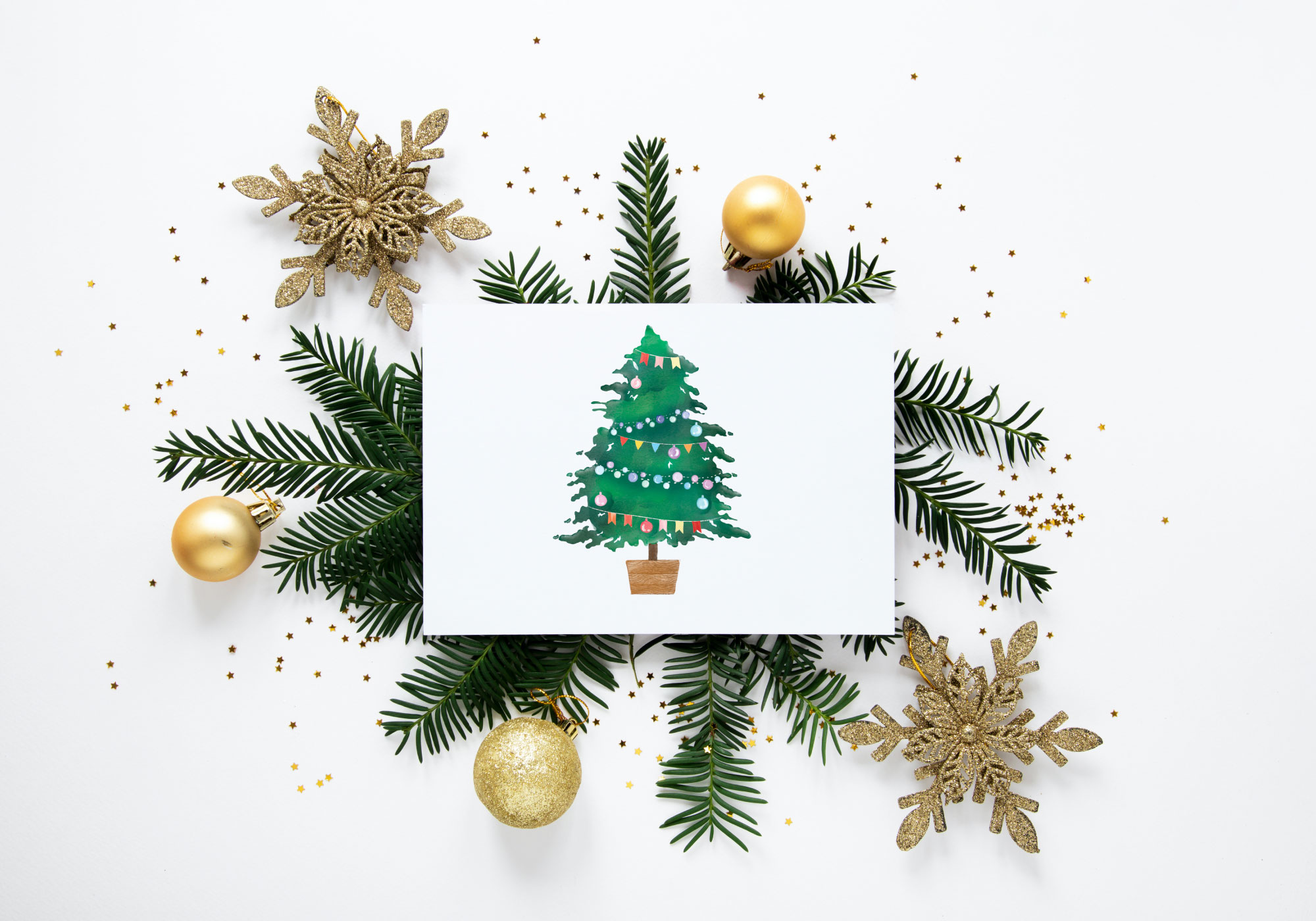 Free Watercolor Christmas Tree Graphic
