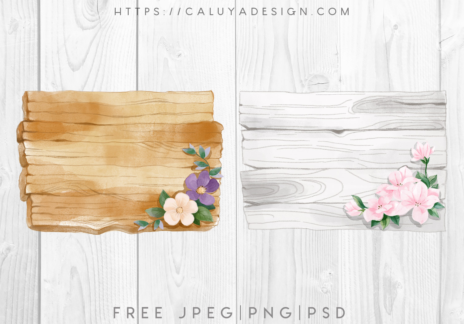 Free Watercolor Wood Flowers Graphic PNG, JPEG & PSD