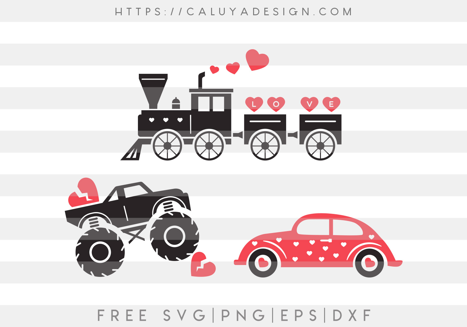 Free Valentine Vehicles SVG Cut File