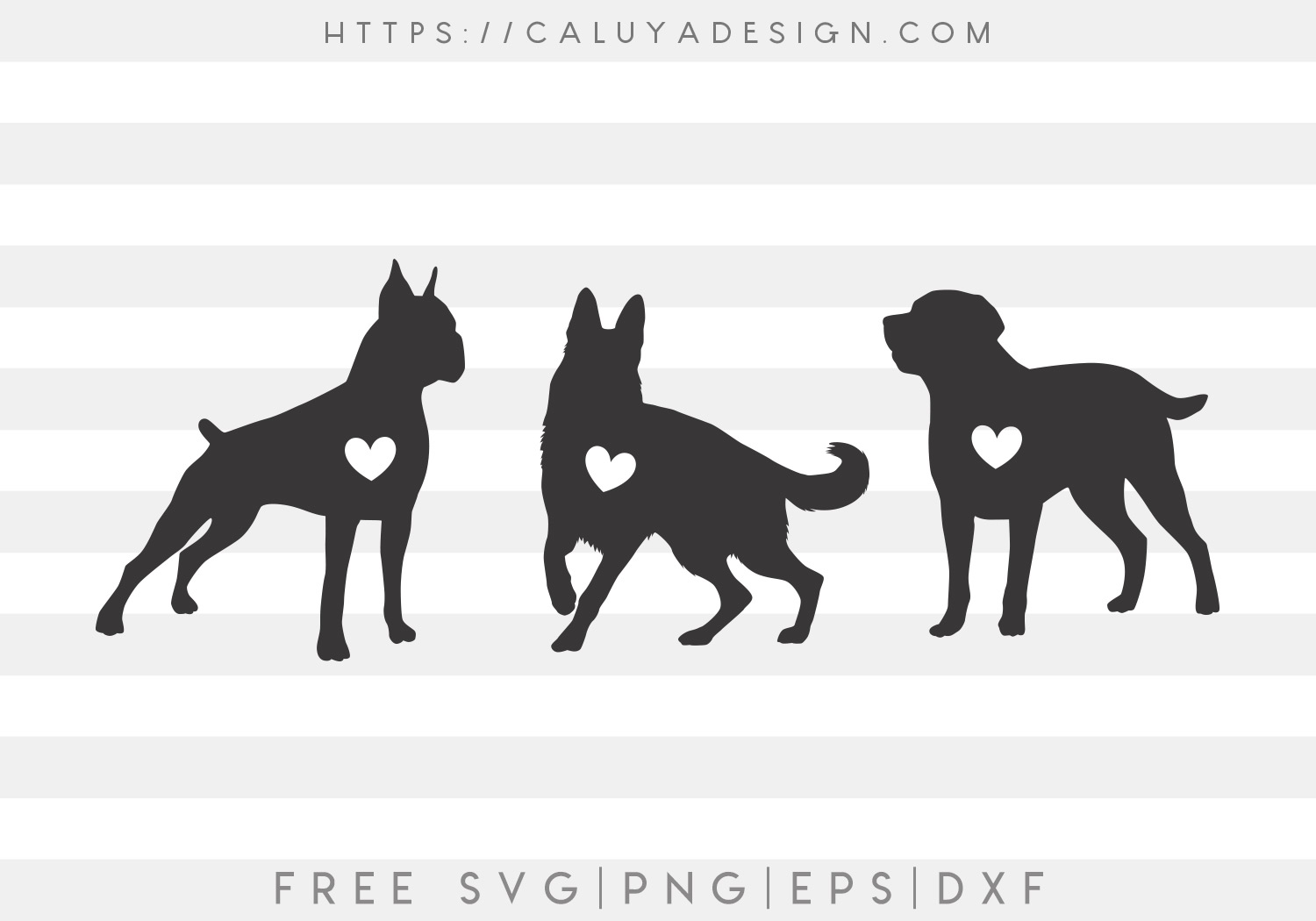 Free Big Dog Silhouette with Heart SVG Cut File