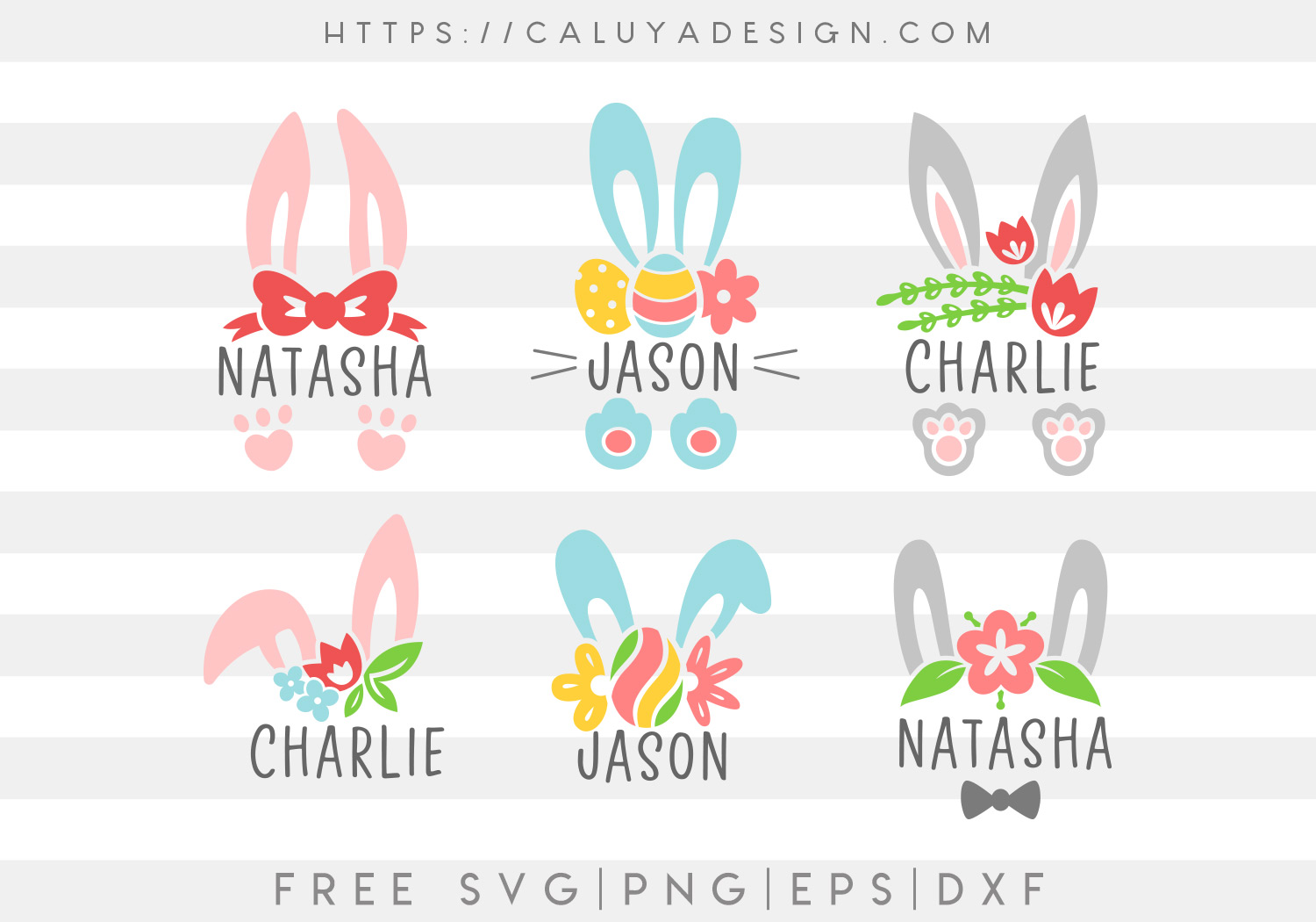 Free Bunny Split Monogram SVG, PNG, EPS & DXF by Caluya Design