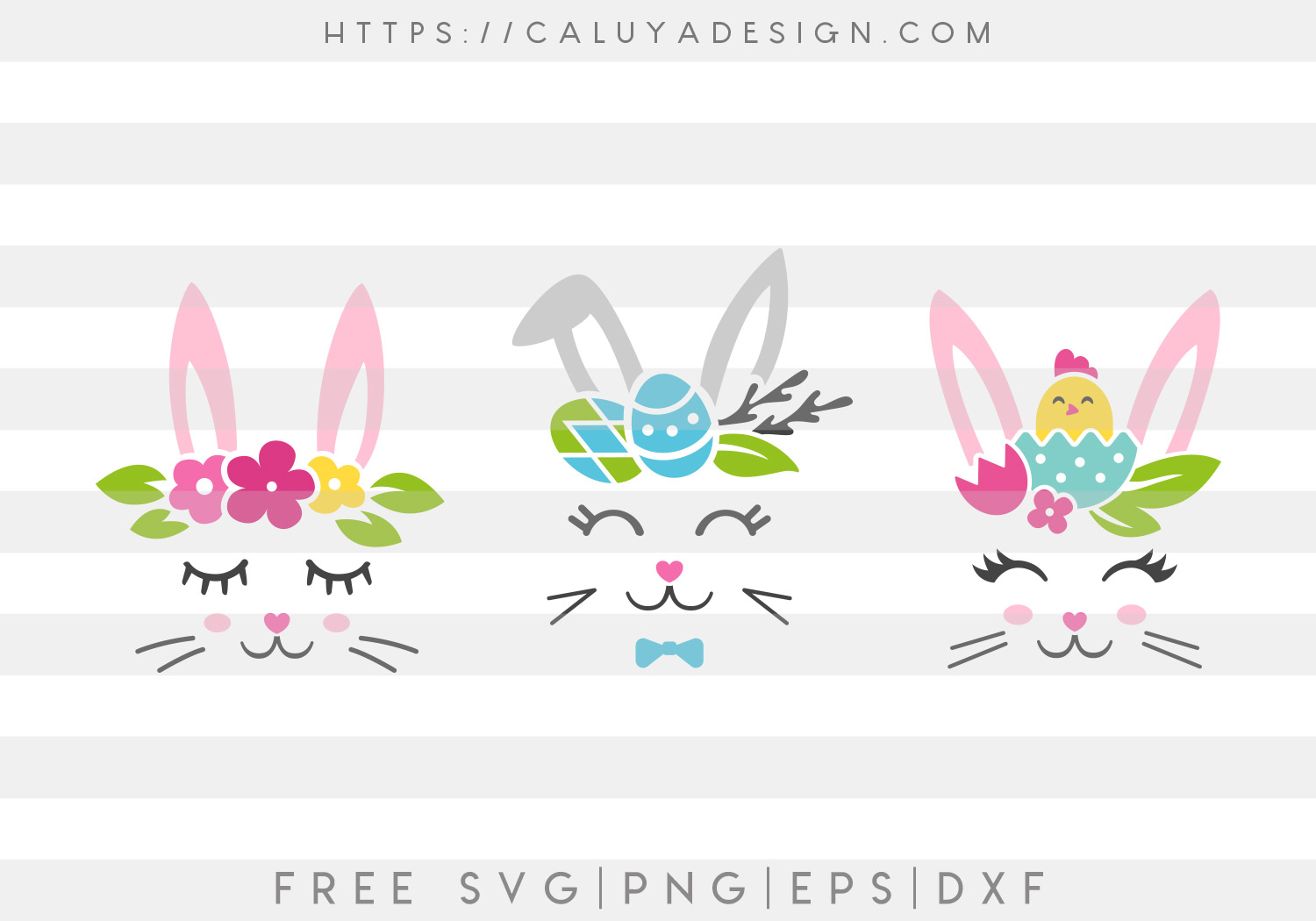 Easter Bunny Faces SVG, PNG, EPS & DXF