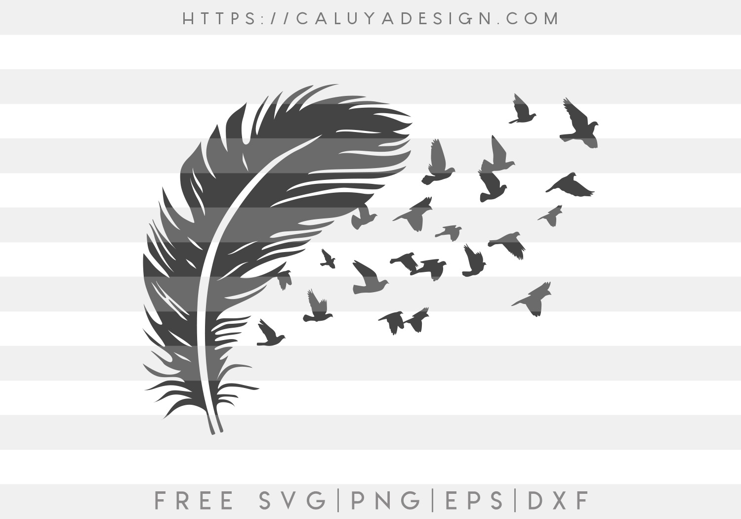 Feather with Bird SVG, PNG, EPS & DXF