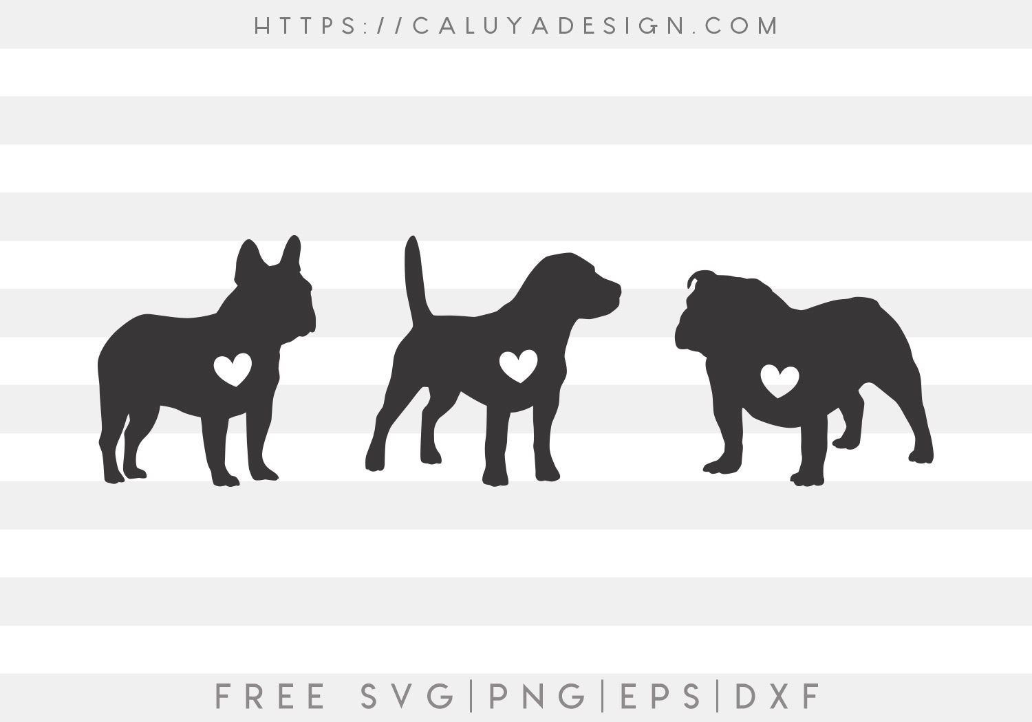 Free Small Dog Silhouette with Heart SVG Cut File