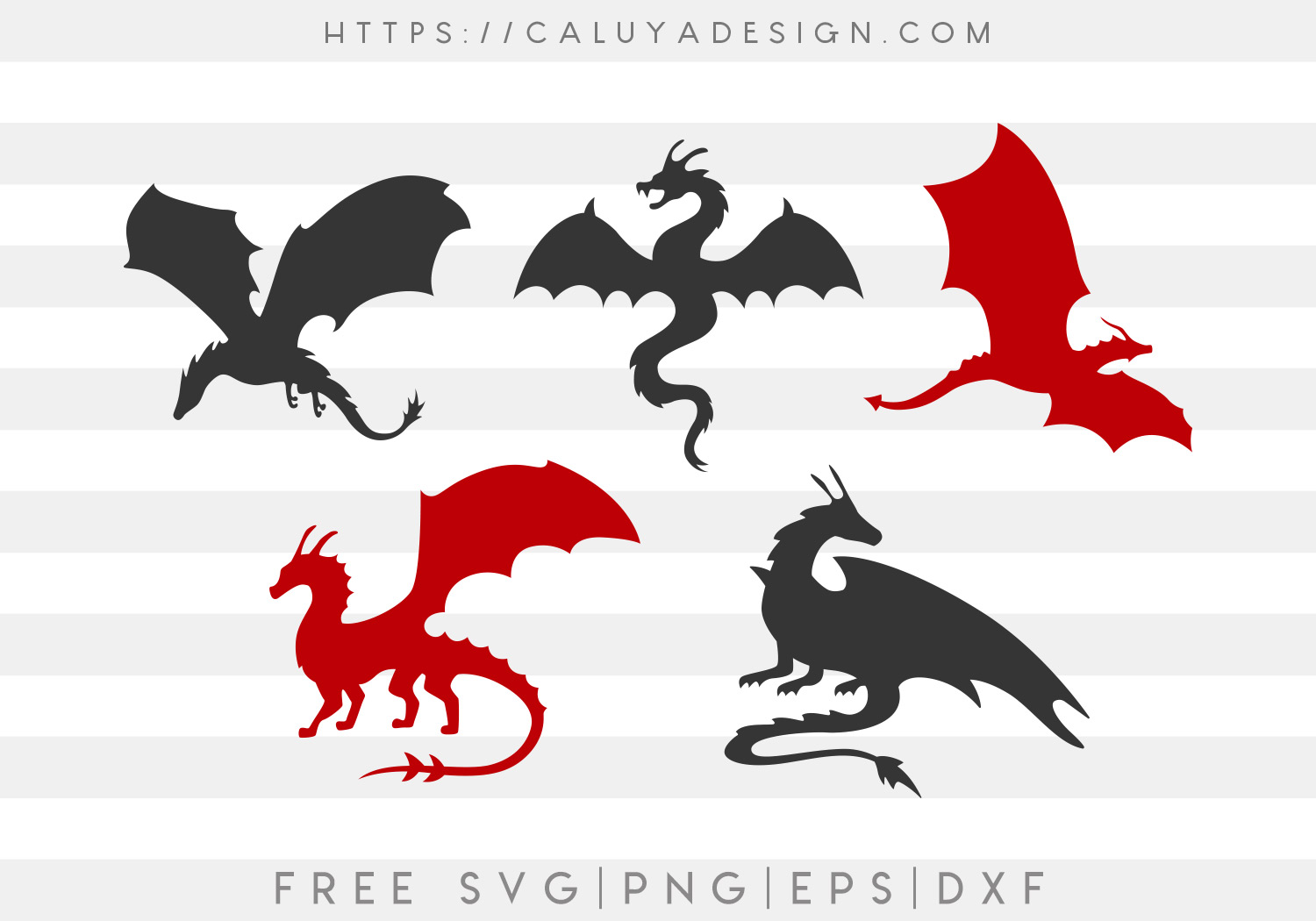 Dragon Silhouette SVG, PNG, EPS & DXF