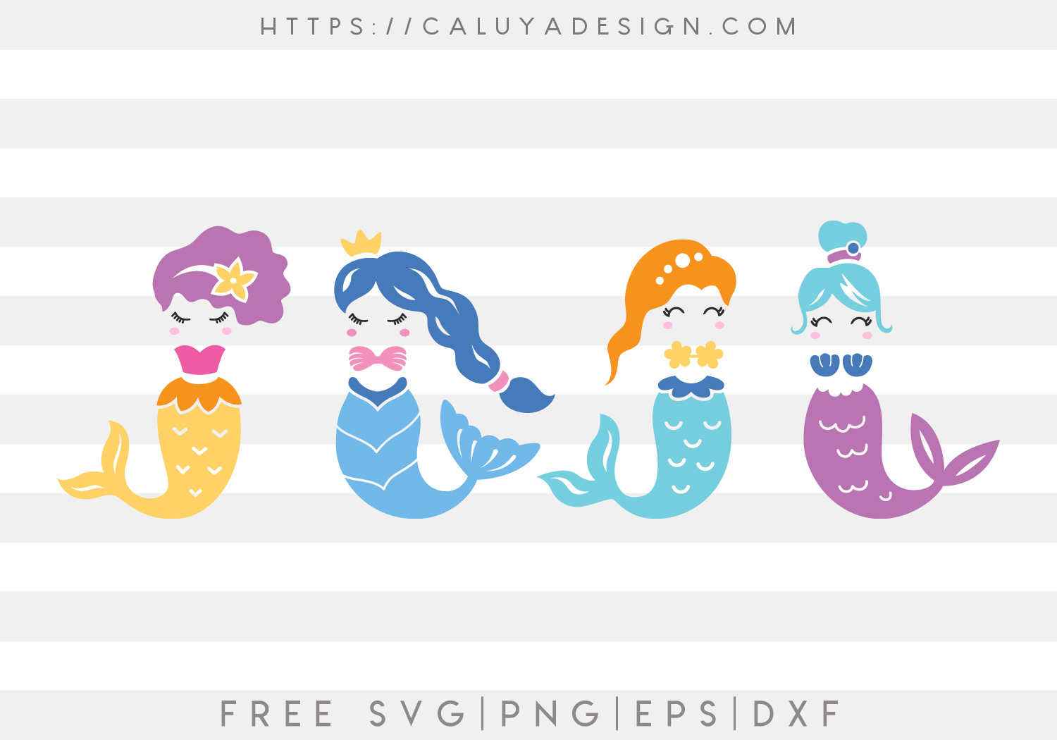 Mermaid SVG, PNG, EPS & DXF