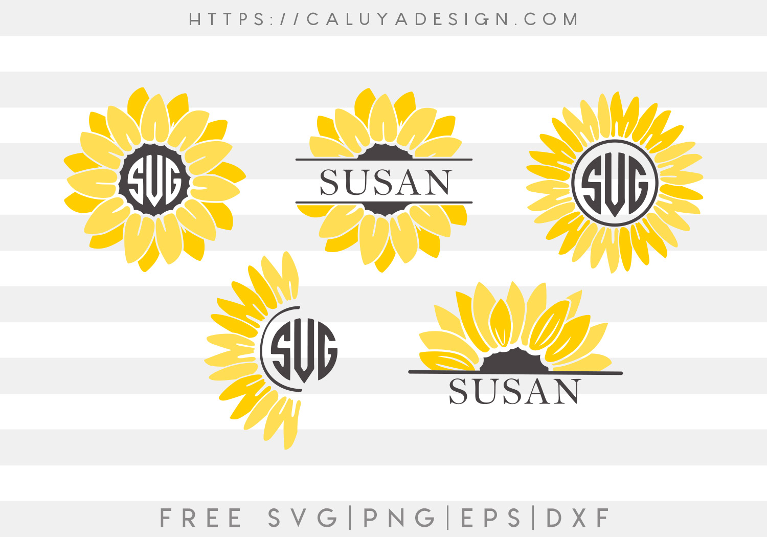 Sunflower Monogram SVG, PNG, EPS & DXF