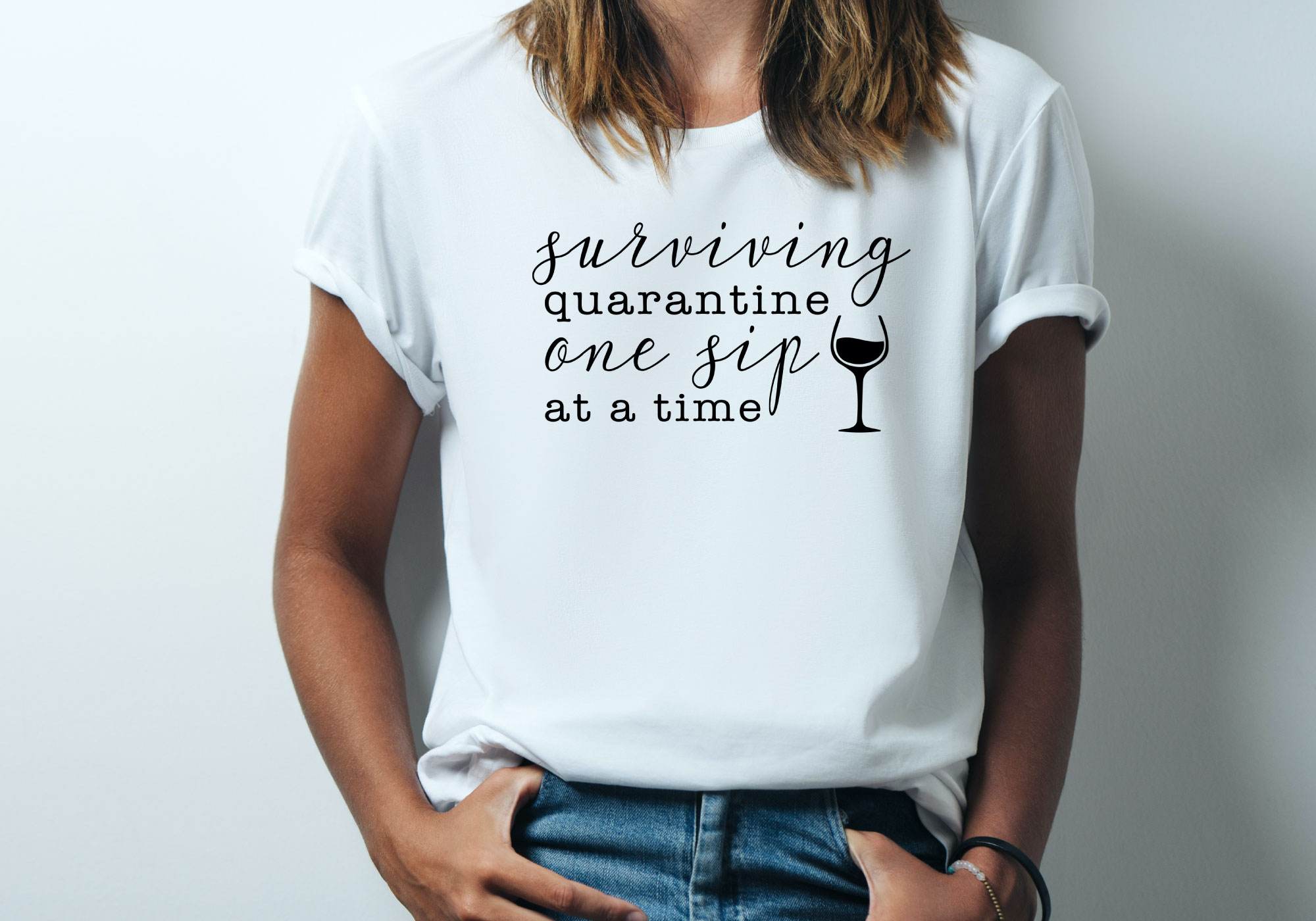 Free Surviving Quarantine One Sip At A Time SVG Cut File